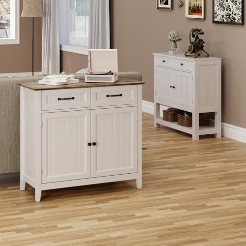 Miniatura 7 de Bealife Armario Aparador De Cocina Con 2 Puertas Y 2 Cajones,Multiusos Gran Capacidad Mueble Robusto Para Comedor, Salón, Entrada Gris