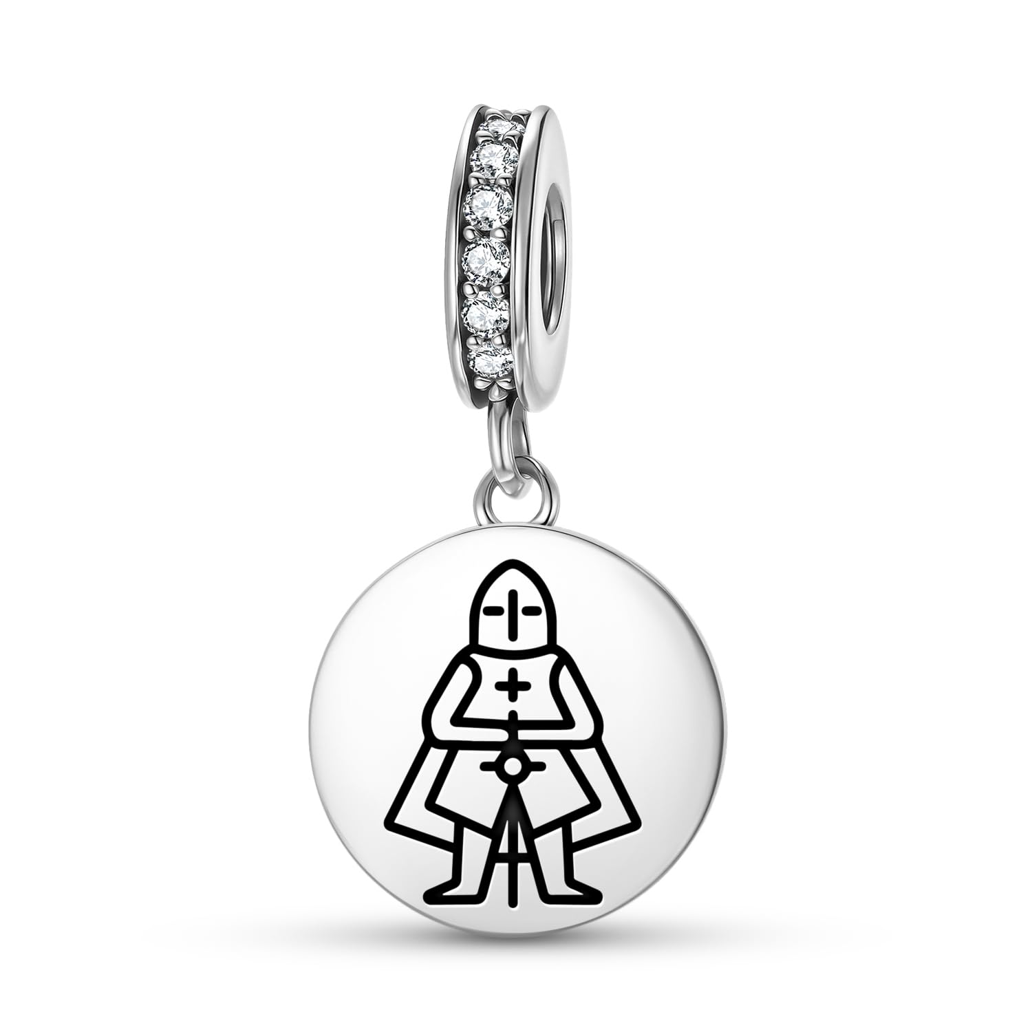 Breloque chevalier templier argent 925 anti-ternissement pour charms DIY - 5