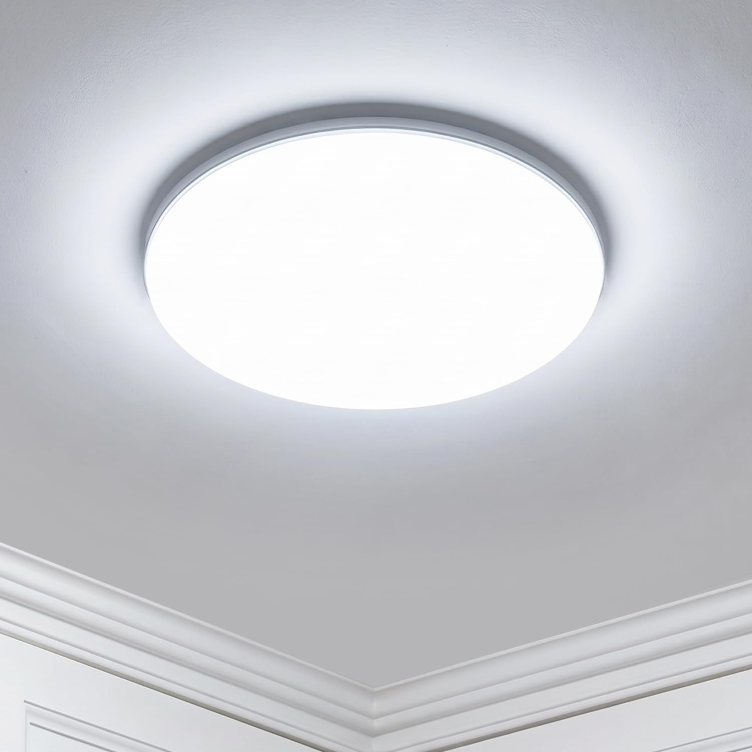 Sweier Bathroom Light, IP54 Waterproof Modern Ceiling Lights, 18W Round LED Ceiling Light Cool White 6000K 2200LM for Living Room, Hallway, Bedroom, Kitchen, Ø23cm
