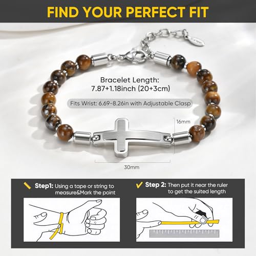 Pulsera cruz cristiana ajustable para hombre miniatura 6