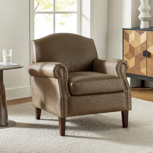 HULALA-HOME-Faux-Leather-Accent-Chair-with-Retro-Wood-Legs-Comfy-Upholstered-Armchair-with-Nail-Head-Trim-Single-Sofa-Chair-for-Living-Room-BedroomTaupe HULALA HOME Faux Leather Accent Chair with Retro Wood Legs Comfy Upholstered Armchair with Nail Head Trim Single Sofa Chair for Living Room BedroomTaupe