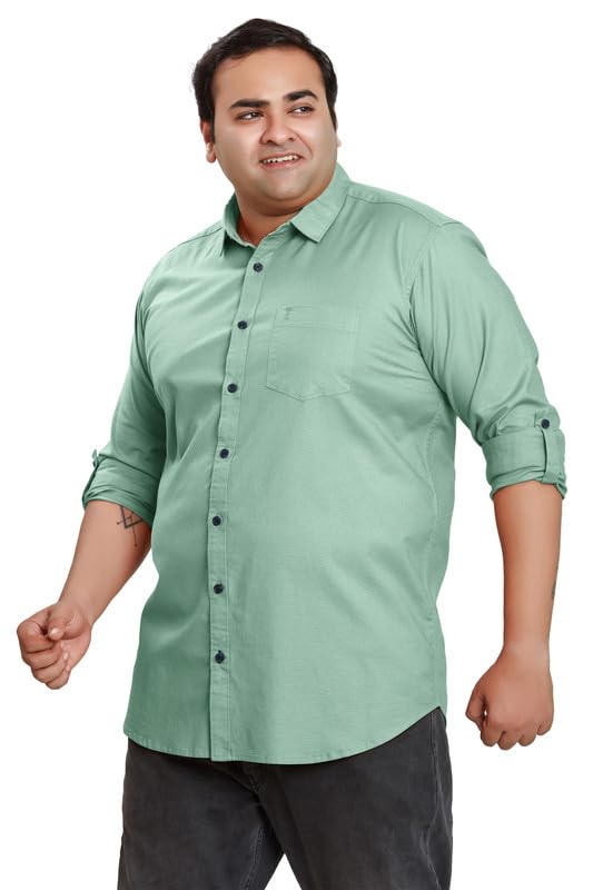 Image of BE ACTIVE Plus Size Lycra Cotton Satin for Men Shirts|| All Plus Size Men|| Cotton Stylish Full Sleeves Shirt for Men