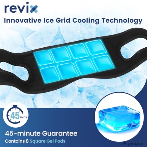 Image of REVIX Wisdom Teeth Ice Pack Head Wrap, 45-Minute Long-Lasting Cooling for Jaw and Face with Ice Grid Gel Design, Reusable Gel Ice Wrap for TMJ, Tooth Extraction & Teeth Removed, Black