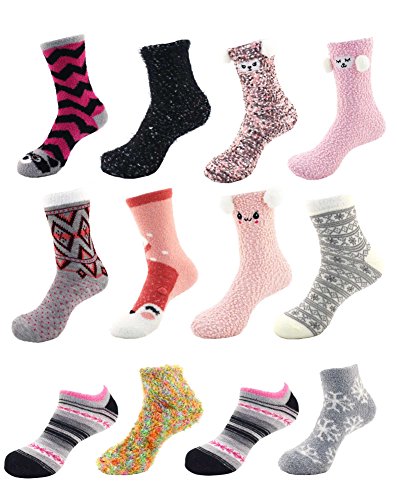 Image of BambooMN Women's Super Soft Warm Cozy Fuzzy Socks Assortments