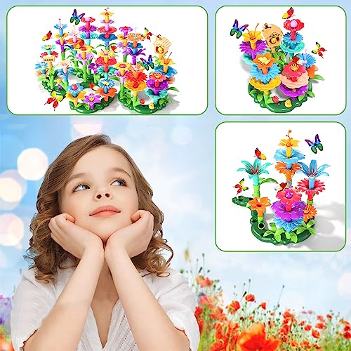 Image of 184Pcs Flower Garden Building Toys with Storage Box for Girls Ages 3-8