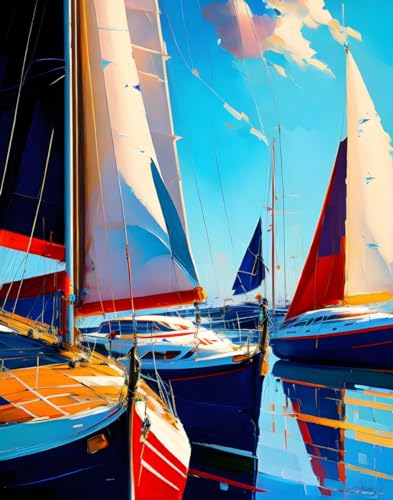 Affiches sur toile de mer pour salon moderne Regatta Five Yachts