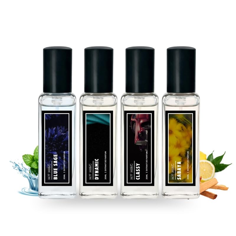 Image of Luxury Men Perfume Gift Set | 4x20ml | Woody, Aquatic & Sweet Premium Fragrance | Perfume Combo For Men | Classy, Blue Sage, Sabaya, Dynamic