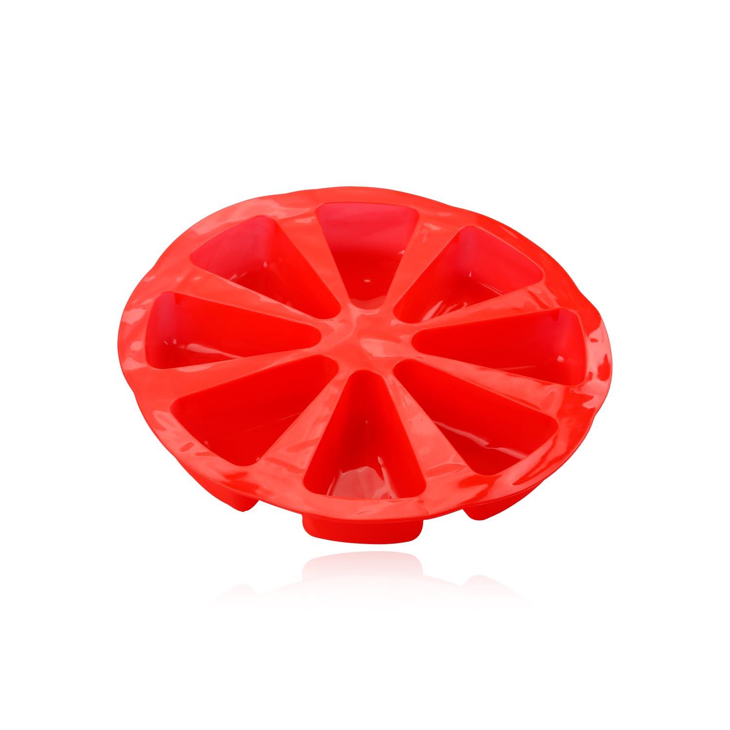 Gaomumu Silicone Baking Molds, 8-Cavity Triangle Pan, Reusable Baking Molds, Non-Stick Cake Mold, Home Bakings Tool for Pizza, Cakes, Scones, and Desserts(Red)