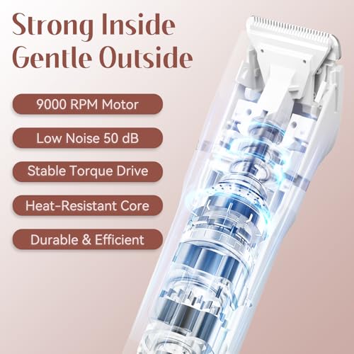 5-in-1 Bikini Trimmer for Women, IPX7 Waterproof Electric Razors Shaver, Cordless Body Hair Trimmer, Facial & Pubic Hair Removal, Ceramic Blade (White)