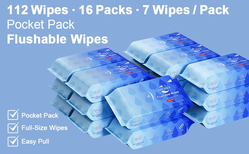 Miniatura 9 de Toallitas desechables de 112 unidades, toallitas húmedas respetuosas con la piel, hipoalergénicas y sin perfume para adultos, niños y cuidado de