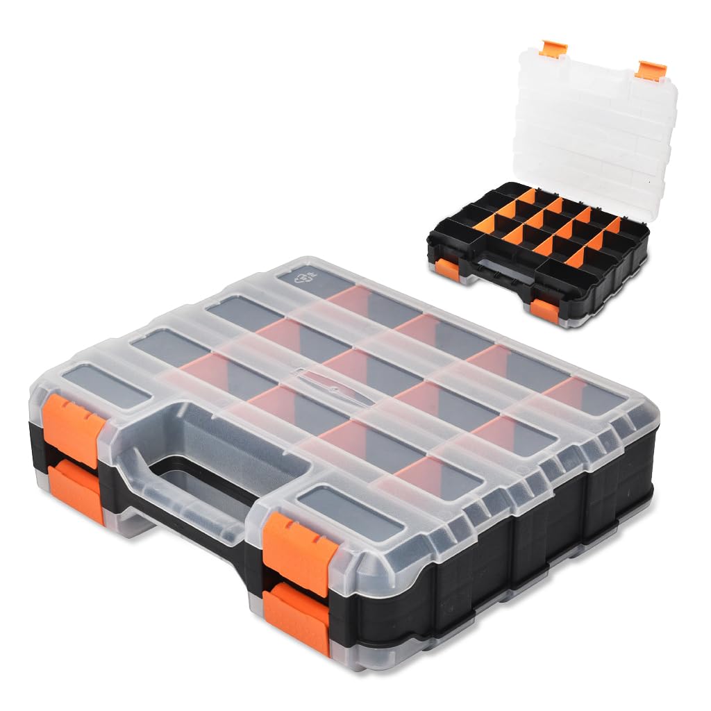 Serplex® Accessories Tool Storage Case Double Side 34 Divided Compartments Transparent Accessories Organizer Box with Lock Portable Accessories Tool Box Suitcase for Screws, Bolts, Nails, Beads (B0CZMK9CQK) Amazon Price History, Amazon Price Tracker