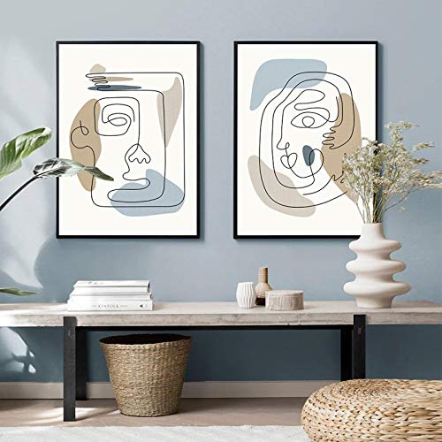 Tableau moderne abstrait visage KEBIA affiche murale boho chic salon 40x60cm