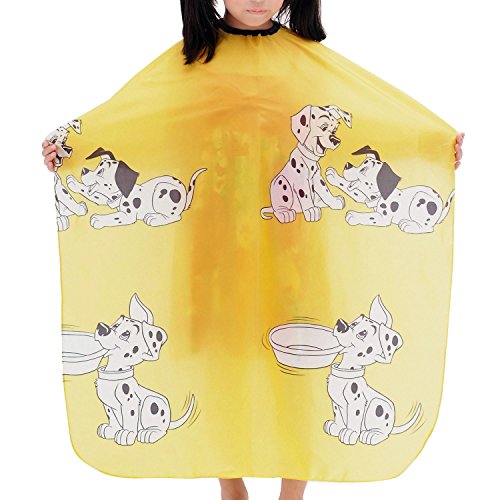 Colorfulife Child Hair Cutting Waterproof Cape Barber Kids Hair Styling Cloth with Snap Closure Professional Home Salon Hairdressing Wrap Cartoon Dalmatian Pattern B021 (Yellow Dalmatian)