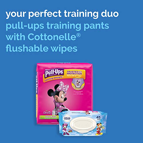 Cottonelle Flushable Toddler Wipes for Kids, Refill, 150 ct Each Refill (Case of 8) Fragrance-Free Wet Wipes in Disney Packaging, Mickey Mouse