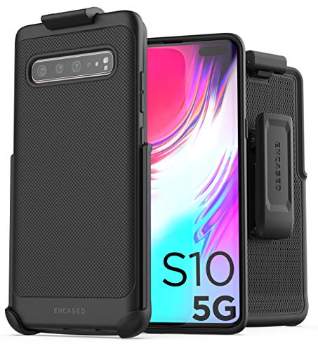 Encased Galaxy S10 5G Belt Clip Case (Thin Armor) Slim Grip Cover with Holster for Samsung S10 5G - Black