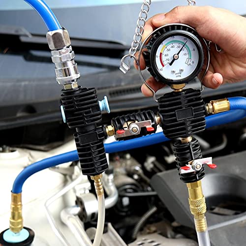 Image of Coolant Vacuum Refill Kit, Cooling System Radiator Vacuum Purge & Fill Tool Kit, Automotive Coolant Filler with Universal Adapter Hoses for Car Motorcycle Truck Airlift Use Black