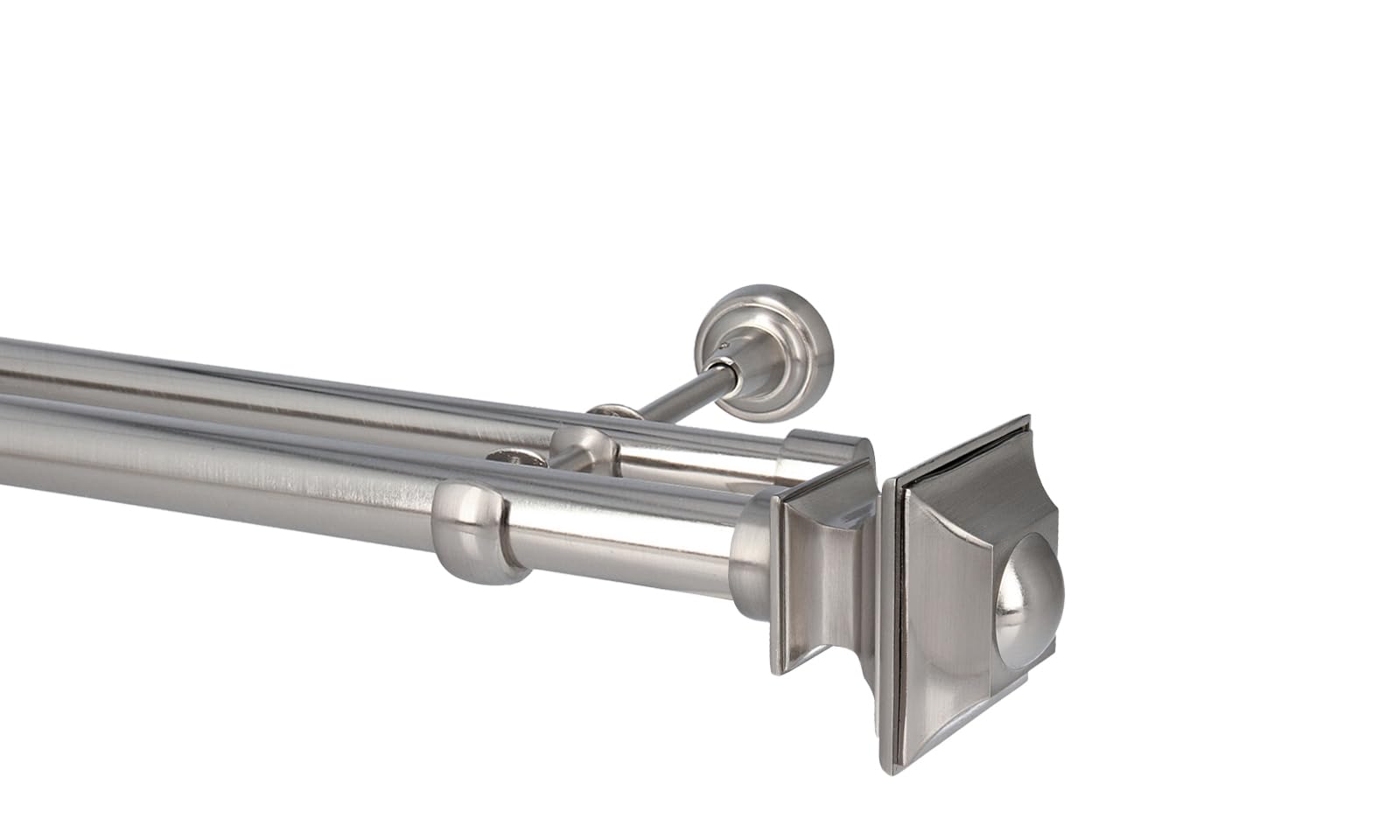 Sento Ø 25/19 mm Tringle à Rideaux Fixation Murale Aspect Acier Inoxydable 180 cm Barocco