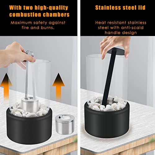 DODUOS Tischkamin, Tischfeuer mit Deko Steinen und 2 Brennkammern (Tanks) für unendliche Brenndauer, Bio Ethanol Kamin | Brenndauer Ethanol Kamin Indoor & Outdoor-Tischfeuer – Bild 4
