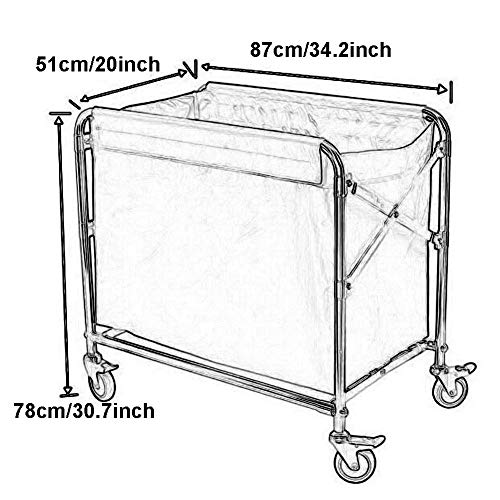 Carrito plegable para lavandería con ruedas y bolsa amarilla miniatura 3