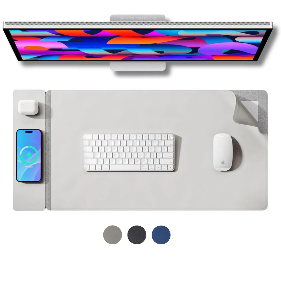 Premium Charging Desk Mat, Magnetic Charging, Office equiptment, Gaming Accessory, Wireless Phone Charger, Wirless AirPod Charger, Paper Storage, Magnetic Charging,Fast Charger