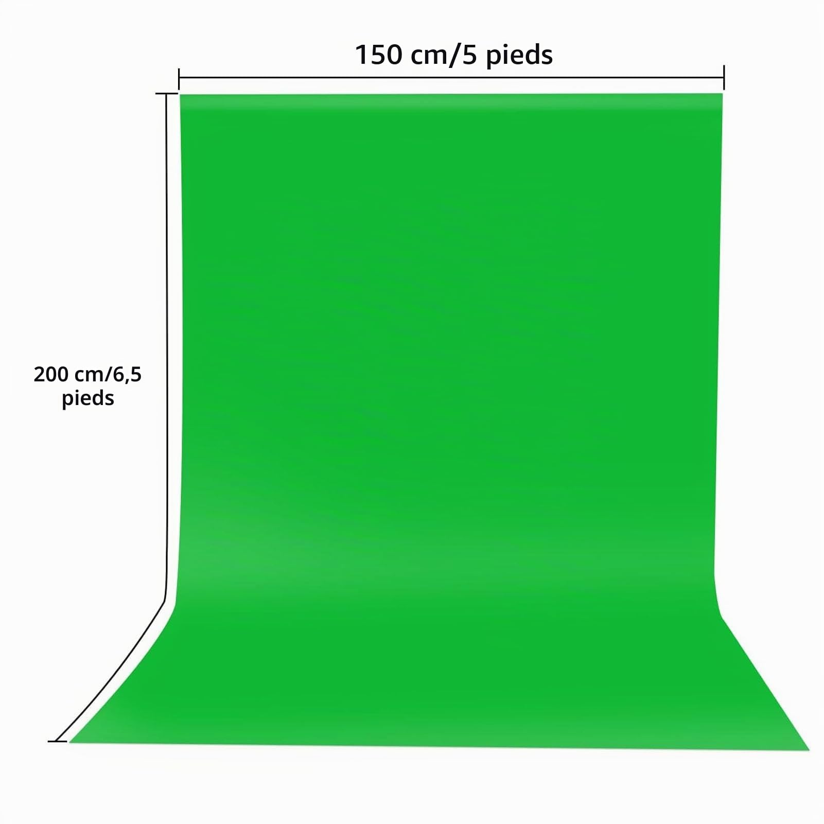 Kit de support Green Screen Backdrop - Toile de fond portable pour écran vert de 5 x 6,5 m avec support en forme de T et 5 clips pour le streaming, le jeu, le zoom