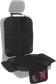 BESULEN Car Seat Protector for Child Car Seat, Anti-Slipt Auto Seat Cover Mat with Thickest Padding with Organizer Pockets for Under Baby Seat, Vehicle Accessories for Most Cars (Black Line)