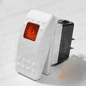 Marine White Rocker Switch ON-Off Waterproof Red Light 20A 12V LED Light 2 Positions 3Pins
