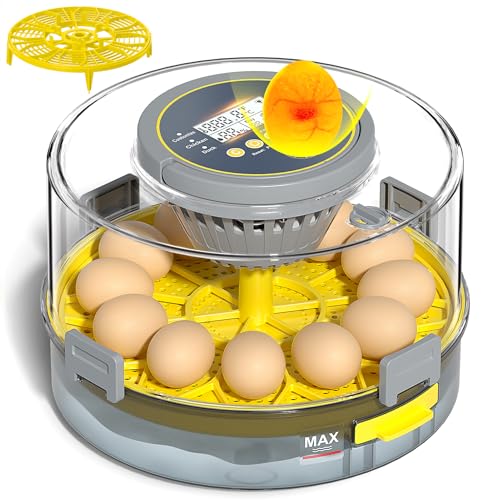 Incubators for Hatching Eggs with Automatic Egg Turner, Temperature Humidity Control, Egg Candler, Large Water Tank, 5 Preset Hatching Modes for Chicken Duck Goose Quail Pigeon Eggs-12 Capacity