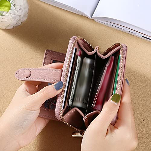 Billetera Bolsillos Cremallera Cartera Mujer FuninCrea Con Pulsera - Tarjetero Largo 18.5cm 2 Bolsillos Cremallera Piel Sintética Cartera Muñeca Mujer