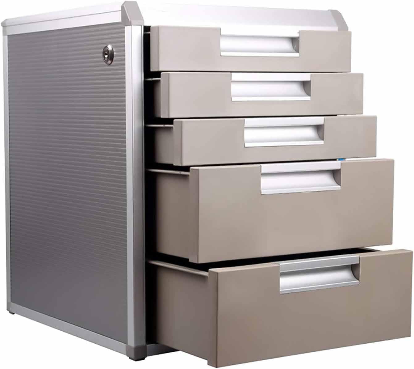 ASerZenith Desktop File Cabinet With Lockable Drawers Aluminum Alloy Drawer Nizer With Cosmetic And Storage Desktop Storage Box With Drawers.,5 Layer