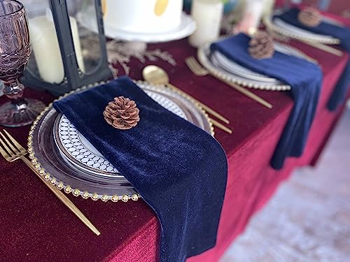 EHLDekol Velvet Napkins,20 x 20 Inches 6 Packs Soft Dinner Napkin,Weddings Napkin,Table Napkins Suitable for Wedding, Parties, Banquet, Restaurant Decoration (Navy Blue, Solid Velvet, 6Packs)