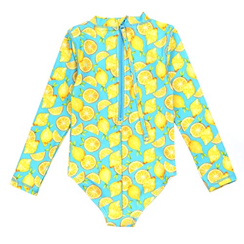 SwimZip® Girls' Long Sleeve UPF 50+ One-Piece Swimsuit - 2 Years to 14 Years Lemons