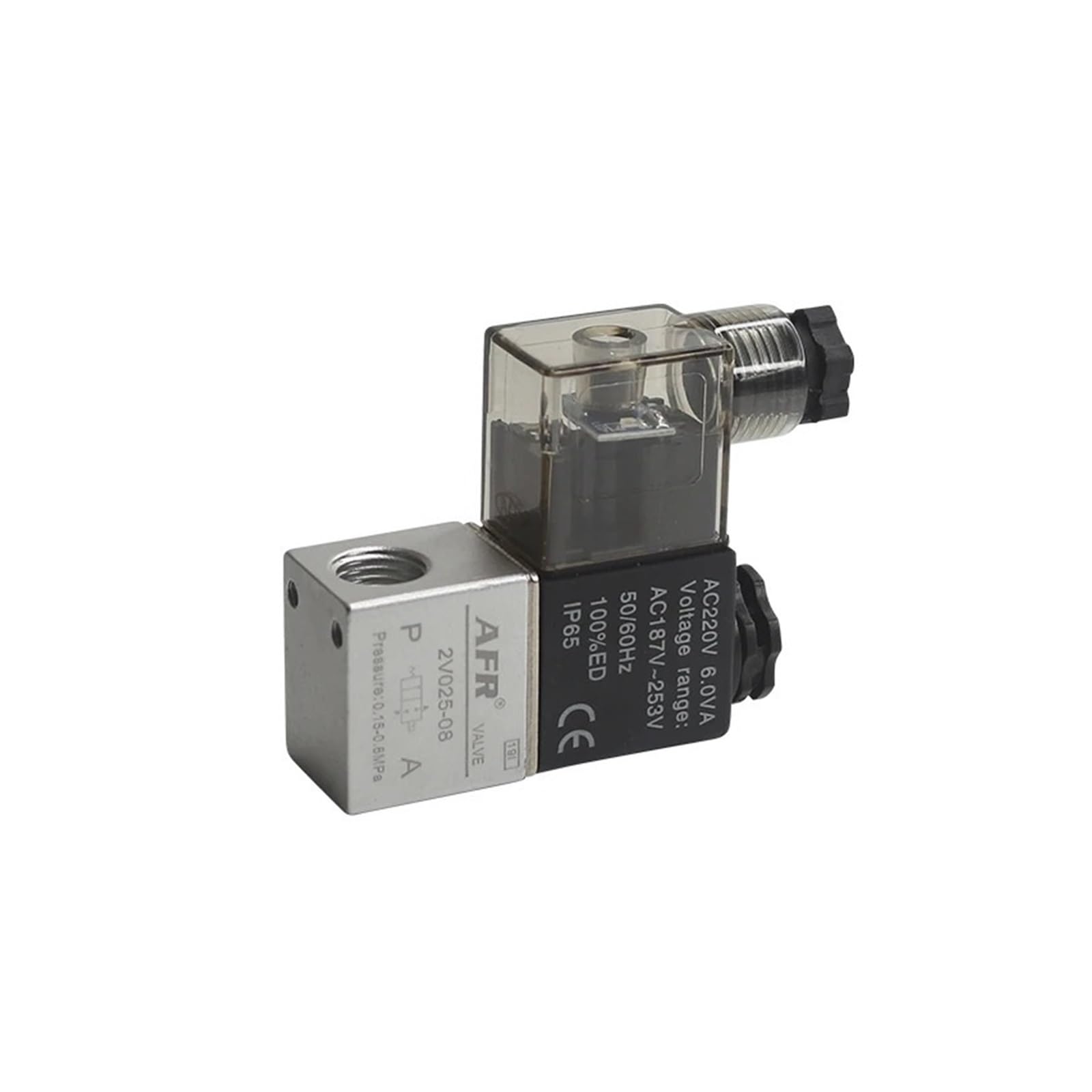 2V025-08 dc12v 24v 220v 2V025-06 válvula solenoide neumática de Aire 2 Posiciones Puertos Normalmente Cerrada magnética(6mm Hose Pipe)
