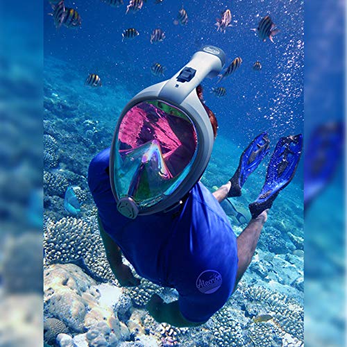Aleoron - Foldable Full Face Snorkel Mask For Adults And Youth (Women & Men) - Anti Fog Snorkeling Mask Full Face With Action Camera Mount - Uv Panoramic 180 Dive Mask Seaview Diving Mask Set #TOP3