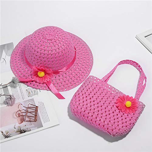 2 Pcs Girls Tea Party 𝐒traw Sun Hat and Purse Set Kids Party Gift Sunflower Flower Sun Hat 𝐒traw Purse Beach2