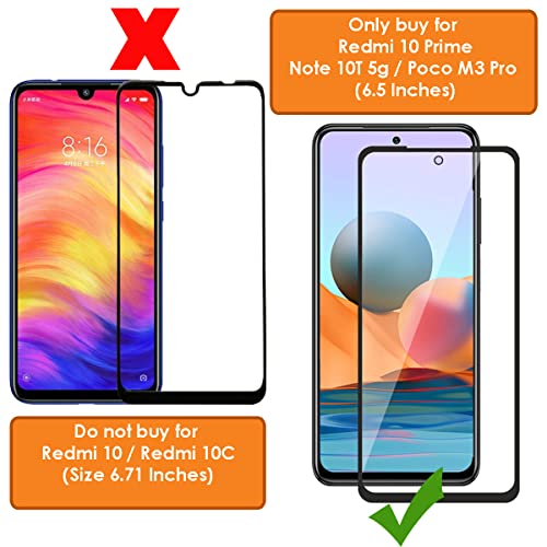 Image of OpenTech Military-Grade Tempered Glass Screen Protector Compatible for Xiaomi Redmi 10 Prime /Redmi Note 10T 5G / Poco M3 Pro with Edge to Edge Coverage and Easy Installation kit