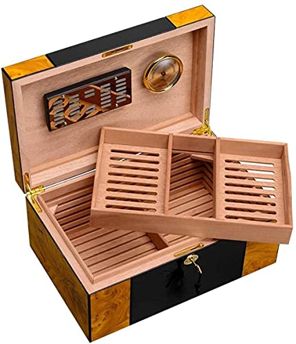 AzoOb HUANGXING – Caja De Cigarros De Pintura Doméstica De Doble Partición Caja De Almacenamiento De Cigarros Caja Decorativa (Color : Brown, Size : 37 * 24 * 17cm)
