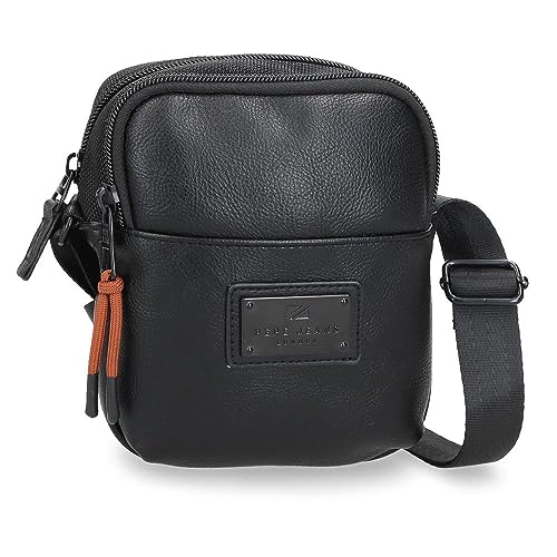 Pepe Jeans Egham Sac à bandoulière Petit Noir 12 x 16 x 3,5 cm Polyester, Noir, Talla única, Petit sac à bandoulière