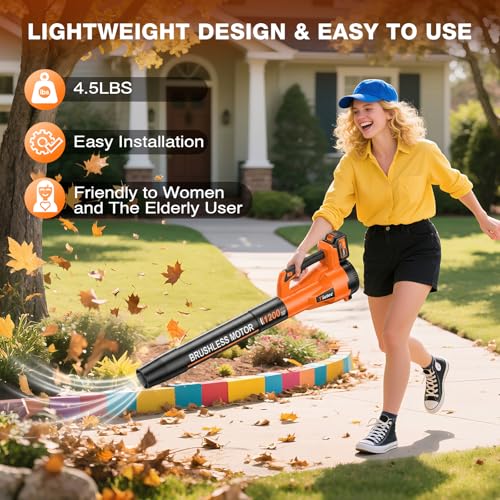 Image of Leaf Blower Cordless - Brushless Motor 2pcs 4.0Ah Batteries Fast Charger