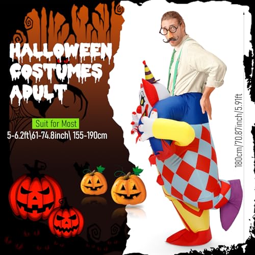 VioraWhite Inflatable Ride on Halloween Costume for Adult, Funny Blow up Ride on Suit Witch Clown Skeleton Werewolf Cosplay(Clown) by VioraWhite - Image 2