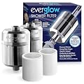 EVERGLOW 2-Pack Filtered Shower Heads for Hard Water with 2 Vitamin C Cartridges | Removes Chlorine, Heavy Metals, and Toxins | Water Softener for Dry Skin, Eczema, Dandruff | Healthy Hair & Skin Care