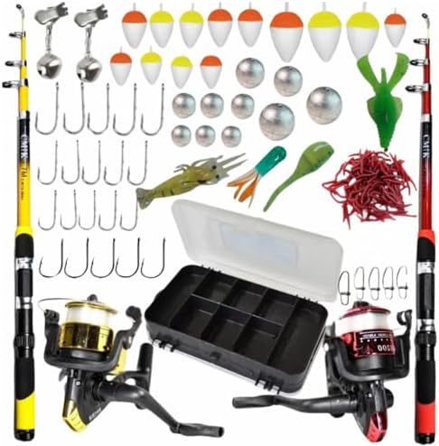 Kit de Pesca Completo, 2 Varas, 2 Molinetes com Linha, Estojo, Is...