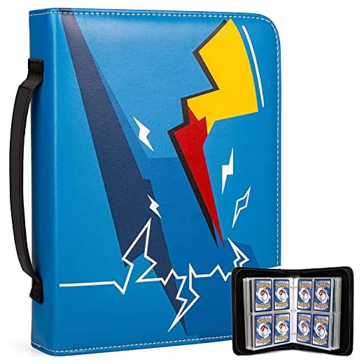 Surdarx Trading Card Binder, 4 Pocket 480 Cards Collection Holder Binder for Pokemon Sport Cards Business Cards YuGIOh (Blue)