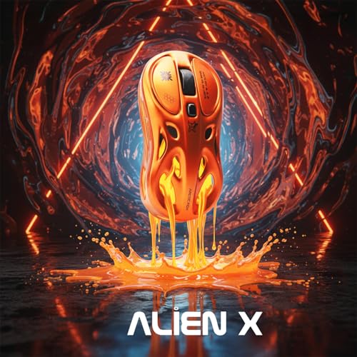 Image of Arctic Fox Alien-X Gaming Wireless Mouse, Tri-Mode (2.4G /Bluetooth /Wired), 4800 DPI, 1000Hz Ergonomic Hollow RGB Rechargeable Type-C for Mac /Laptop /iPad /Office (Carroty)