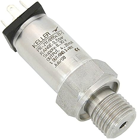 KELLER PA-21Y / 25BAR / 81554.33/4-20MA Pressure Sensor, -40 to 100°C, 25 bar, Gauge, G1/4 (1/4" BSP), Current, 28 VDC, 25 mA