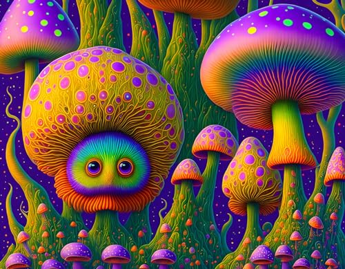 Créature fantastique étrange avec plantes déco murale en toile