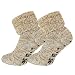 Produktbild TippTexx 24 2 Paar Thermo-Wollsocken mit ABS-Druck und Umschlag, Beigemelange, 47-50