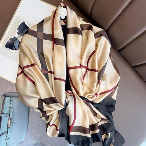 Image of Aufeel Fashion Scarves 100% Silk Felling Scarf Long Lightweight Sunscreen Shawls Wrap for Women Hair Scarves