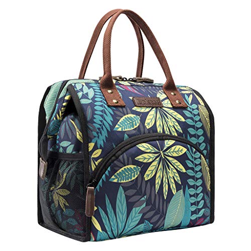 ZEZKT Sac à Déjeuner Femme Fille Étudiant Imprimé Fleur Double Fermeture Éclair Grande Capacité Simple Sac Repas Sac Isotherme Sac à Lunch Sac Fraîcheur pour Pique-Nique de Plein Air Sac de Voyage Cover