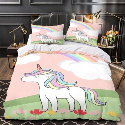 Housse de Couette Licorne 3D en Microfibre Super Douce de Qualité Supérieure